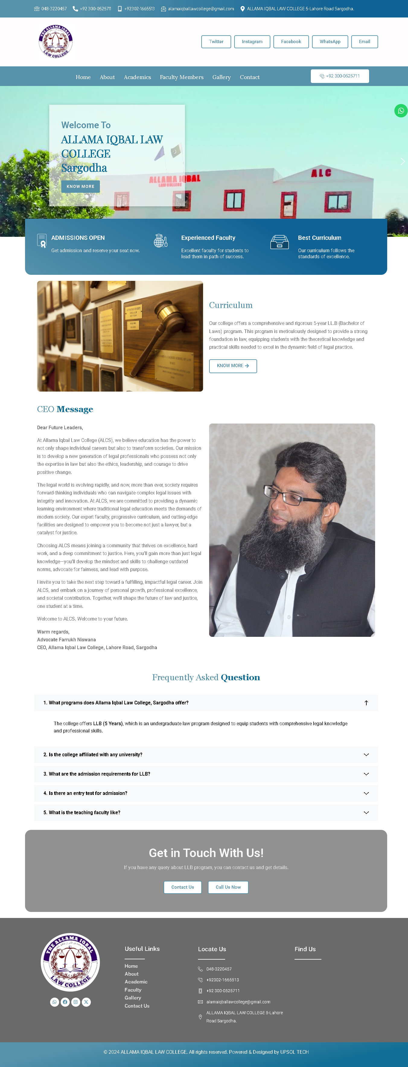 Allama Iqbal Law College Sargodha WordPress website homepage design